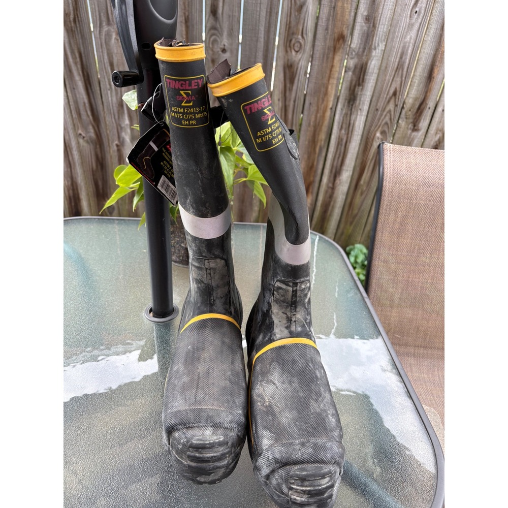 Tingley Sigma MB816B Men 9 Rubber Metatarsal Steel Toe Work Boots Black Yellow